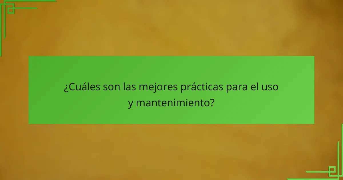 ¿Cuáles son las mejores prácticas para el uso y mantenimiento?