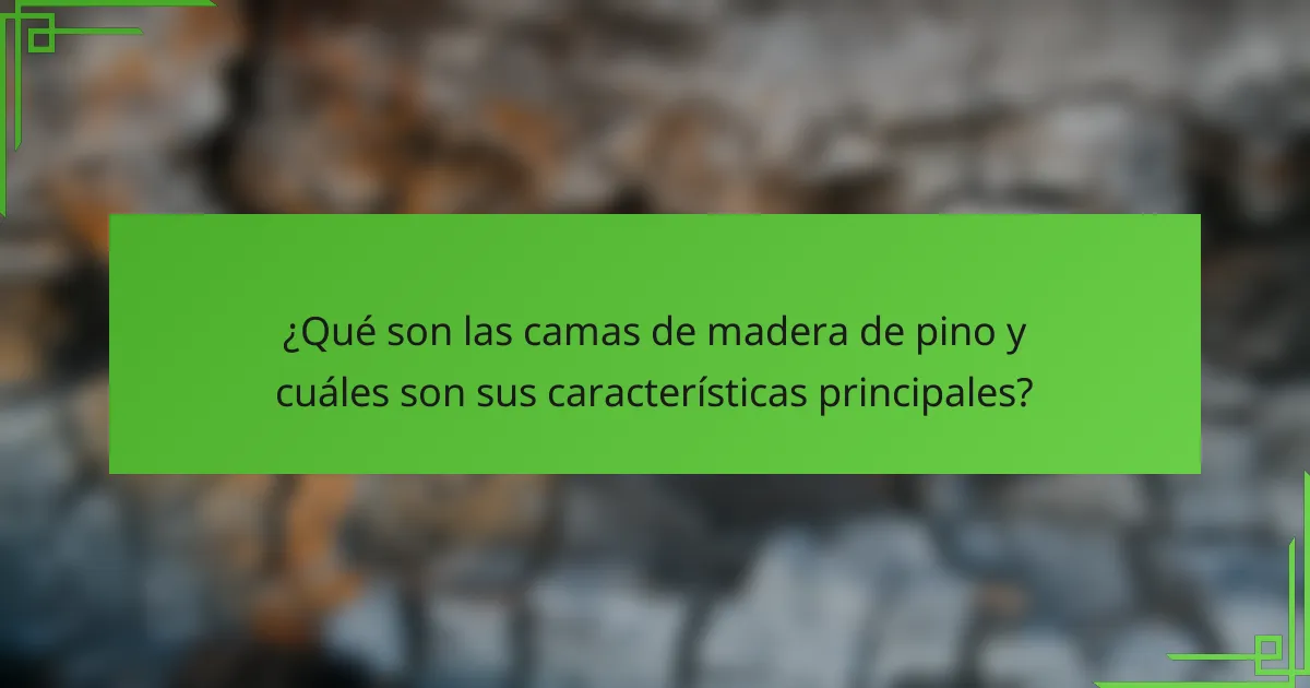 ¿Qué son las camas de madera de pino y cuáles son sus características principales?