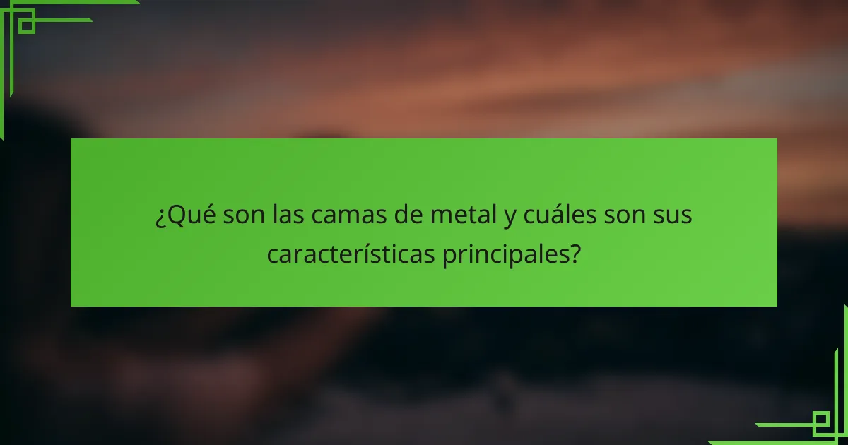 ¿Qué son las camas de metal y cuáles son sus características principales?
