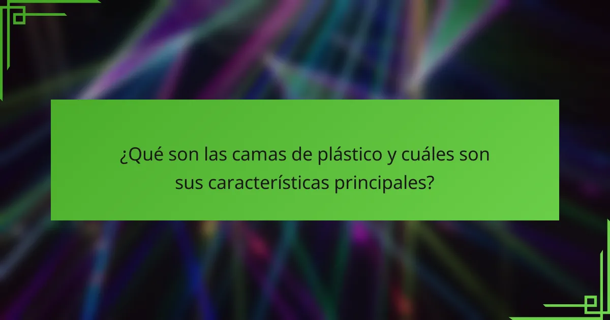 ¿Qué son las camas de plástico y cuáles son sus características principales?